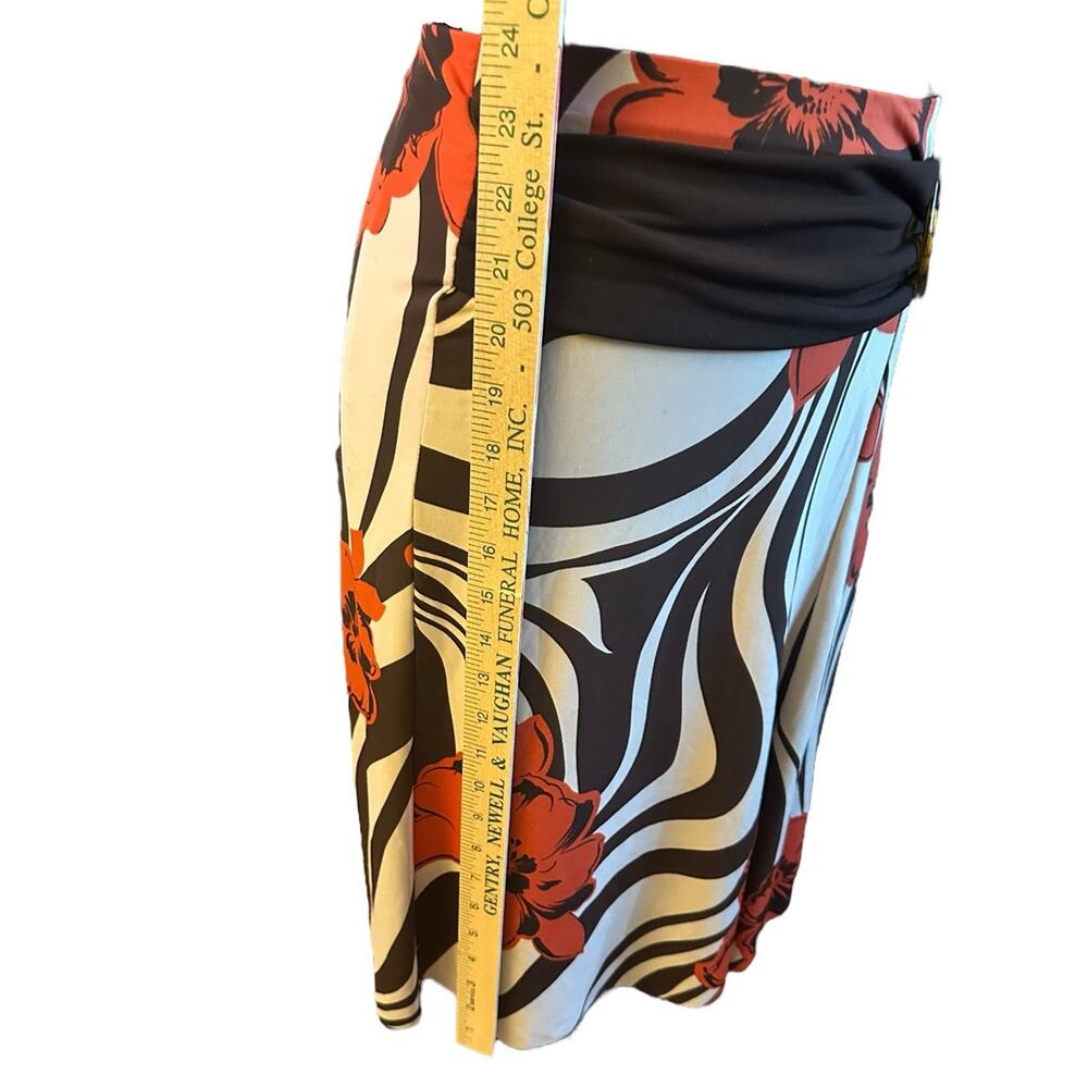 Tropical Floral Print Ladies Skirt Sz Small Lucite Round Tortoise Buckle Decor- - Picture 8 of 12